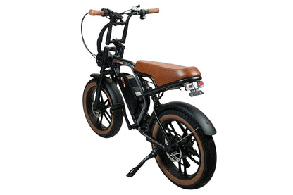 Alba Motobike X1 Siyah-Taba elektrikli bisiklet, arka çaprazdan görünüm