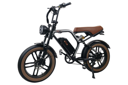 Alba Motobike X1 Siyah-Taba elektrikli bisiklet, ön çaprazdan görünüm